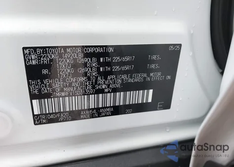 2025 Toyota Rav4 Hybrid Xle z USA, uszkodzony, nr VIN JTMRWRFV1SD313597